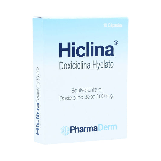 Hiclina 100mg (Doxiciclina Hyclato) x10 Capsulas Pharmaderm