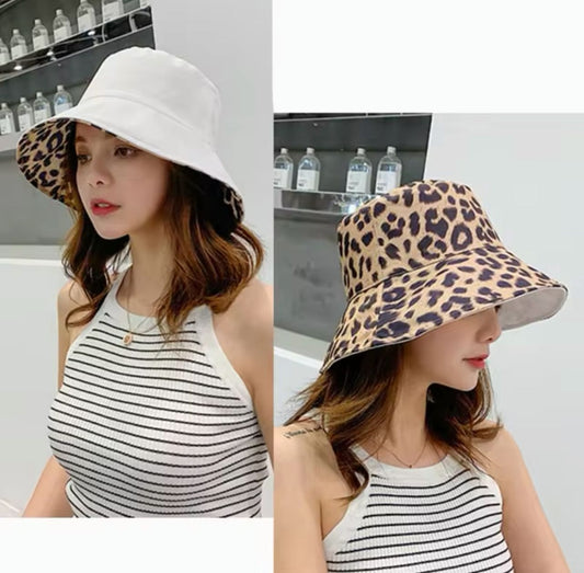 SOMBRERO/PAVA DOBLE FAZ CAFÉ/ BLANCO ANIMAL PRINT
