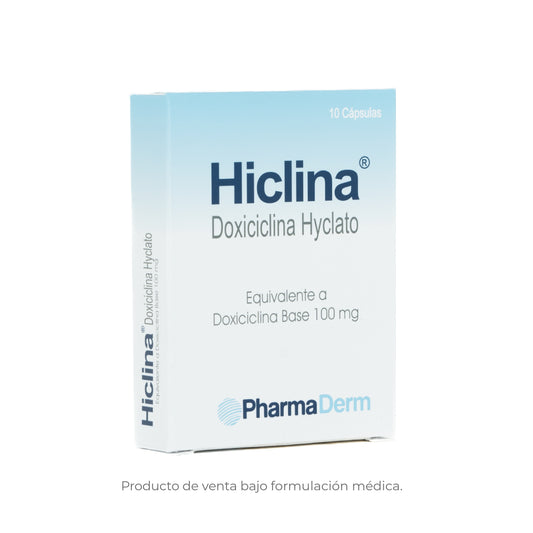 Hiclina 100mg (Doxiciclina Hyclato) x10 Capsulas Pharmaderm